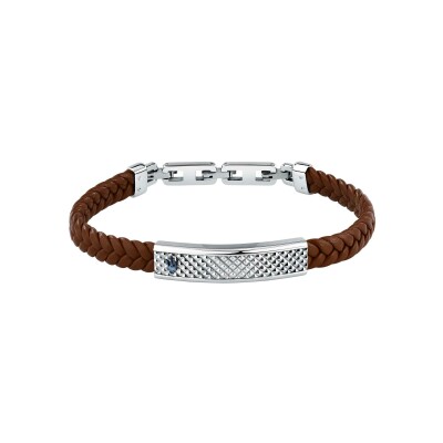 Bracelet Maserati Recycled Leather en cuir et acier
