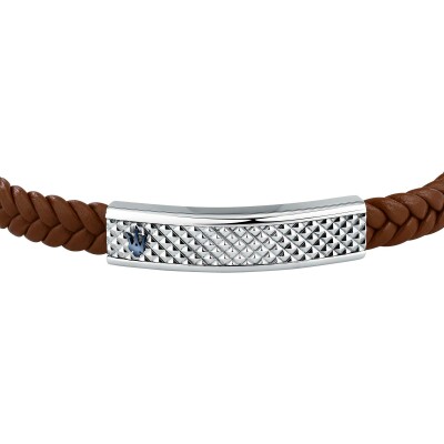 Bracelet Maserati Recycled Leather en cuir et acier