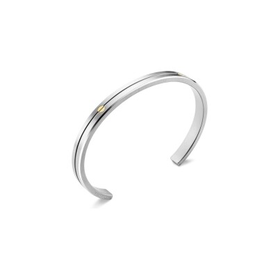 Jonc Herbelin Newporten acier brossé et vis en or jaune