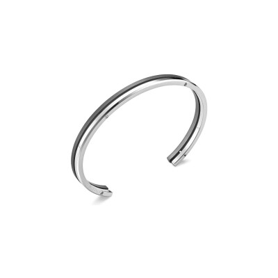 Jonc Herbelin Newport Duo en acier poli et titane sablé