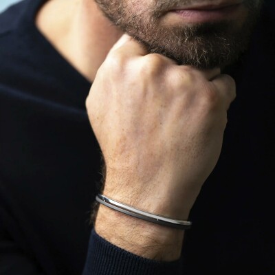 Jonc Herbelin Newport Duo en acier poli et titane sablé