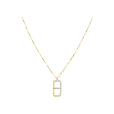 Collier  Rosefield Fine Octagon en acier doré et zircon