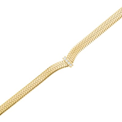 Collier Rosefield Snake Evolution en acier doré et zircon