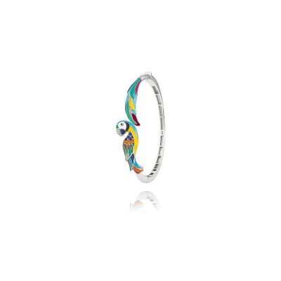 Bracelet jonc Una Storia Lovebird en argent rhodié et oxydes de zirconium