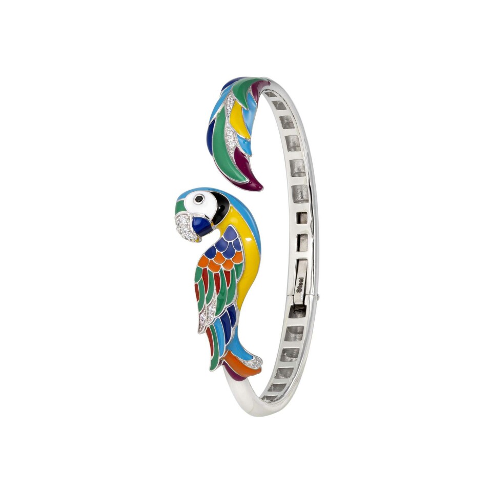 Bracelet-jonc Una Storia Lovebird en argent laqué