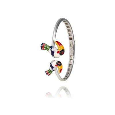 Bracelet Jonc Una Storia Toucan en argent et oxydes de zirconium