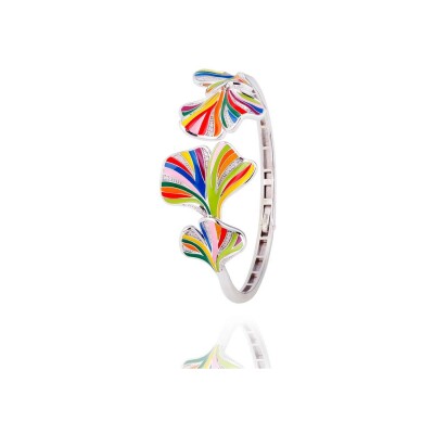 Bracelet Jonc Una Storia Ginko en argent et oxydes de zirconium