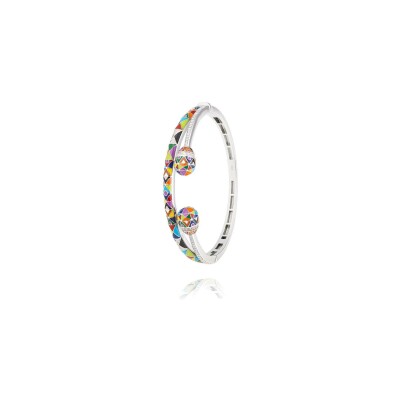 Bracelet jonc Una Storia Île de Pâques en argent rhodié