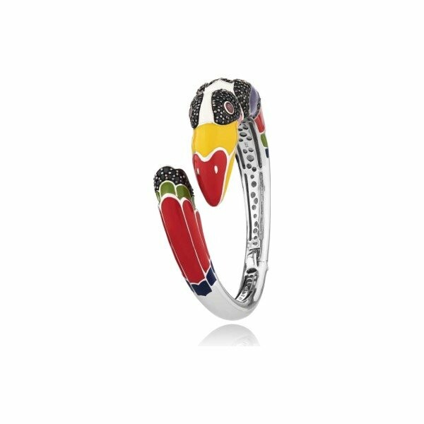 Bracelet jonc Una Storia Toucan en argent laqué