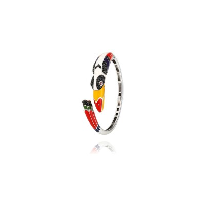 Bracelet jonc Una Storia Toucan en argent rhodié et oxydes de zirconium