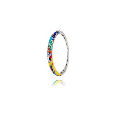 Bracelet jonc Una Storia Lovebird en argent rhodié et oxydes de zirconium