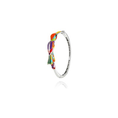 Bracelet jonc Una Storia Colibri en argent rhodié et oxydes de zirconium