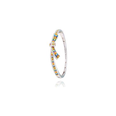 Bracelet jonc Una Storia Parigi en argent rhodié et oxydes de zirconium