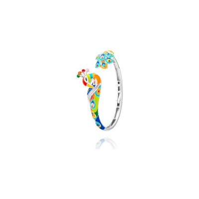 Bracelet jonc Una Storia Paon en argent rhodié