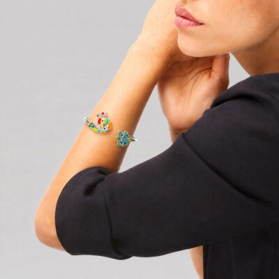 Bracelet jonc Una Storia Paon en argent rhodié