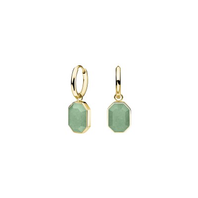 Boucles d'oreilles Rosefield en acier plaqué or jaune et aventurine