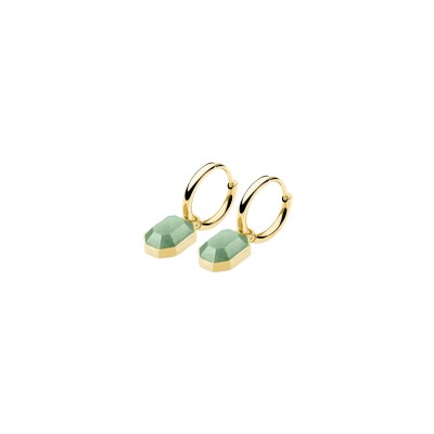 Boucles d'oreilles Rosefield en acier plaqué or jaune et aventurine