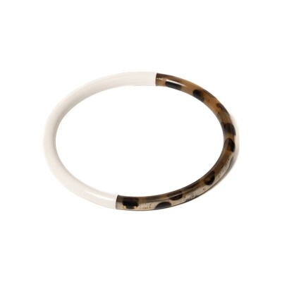 Bracelet jonc ATELIER1811 Joe Blanc Leopard en corne naturelle