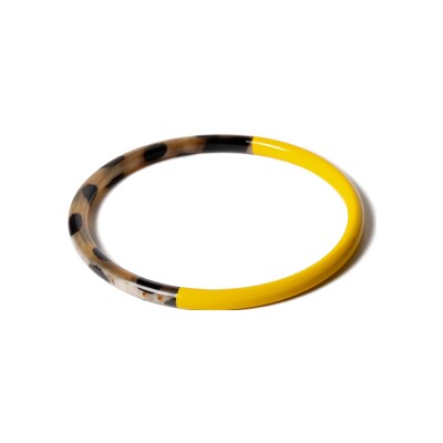 Bracelet jonc ATELIER1811 Joe Jaune Leopard en corne naturelle