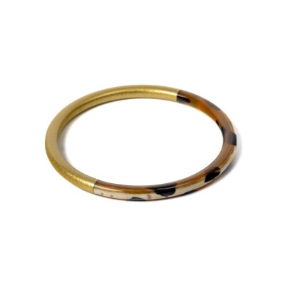 Bracelet jonc ATELIER1811 Joe Leopard Dore en corne naturelle
