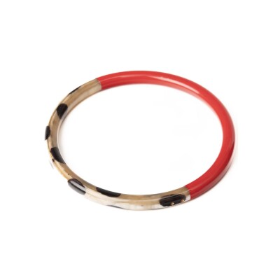 Bracelet jonc ATELIER1811 Joe Rouge Leopard en corne naturelle