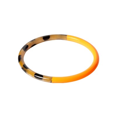 Bracelet jonc ATELIER1811 Joe Orange Fluo Leopard en corne naturelle