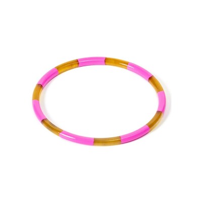 Bracelet jonc ATELIER1811 Joe Raye Rose Fluo en corne naturelle