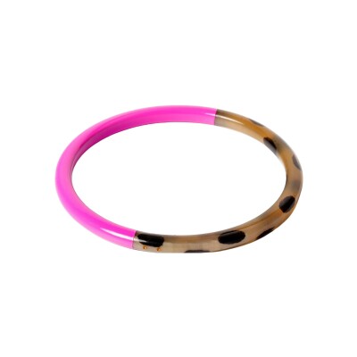 Bracelet jonc ATELIER1811 Joe Rose Leopard en corne naturelle