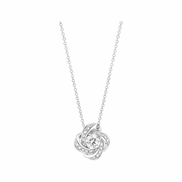 Pendentif Boucheron Pivoine serti d'un diamant rond, pavé de diamants, sur or blanc