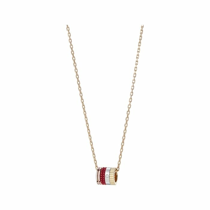 Boucheron Quatre Mini Barrel Red Edition pendant, yellow gold, rose gold, white gold, diamond and ceramic