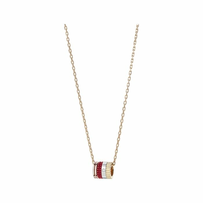 Pendentif Boucheron Quatre Mini Bague Red Edition en or jaune, or rose, or blanc, diamant et céramique