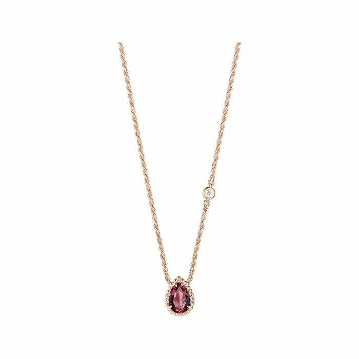 Boucheron Serpent Bohème pendant, set with a rhodolite garnet and round diamond, rose gold