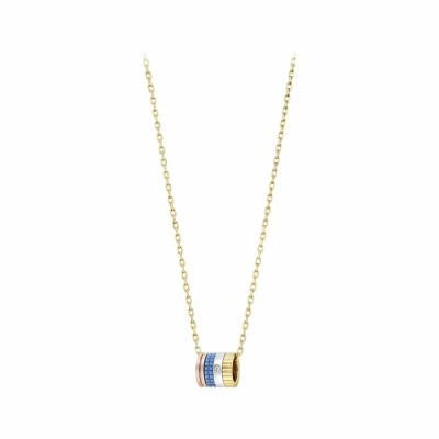 Collier Boucheron Mini Bague Quatre Blue Edition en or jaune, or rose, or blanc, céramique bleue et diamant