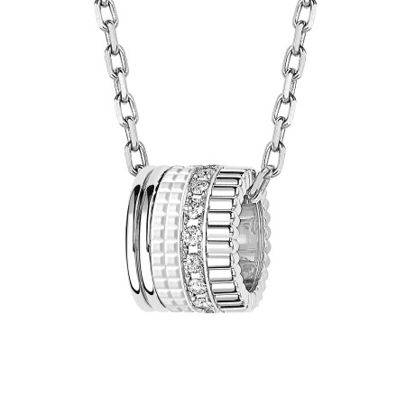 Pendentif Boucheron Quatre Double White Edition, Grand modèle en or blanc, céramique et diamants