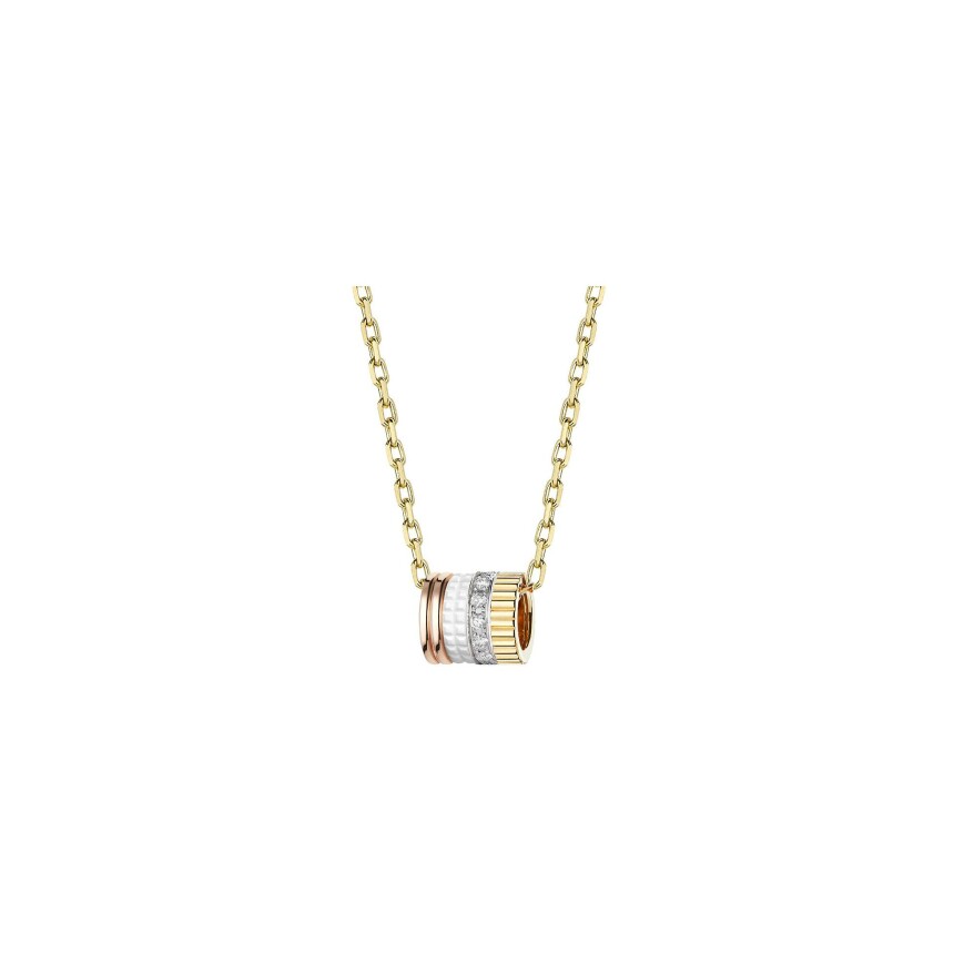 Boucheron Quatre White Edition pendant, white gold, yellow gold, rose gold, ceramic and diamonds