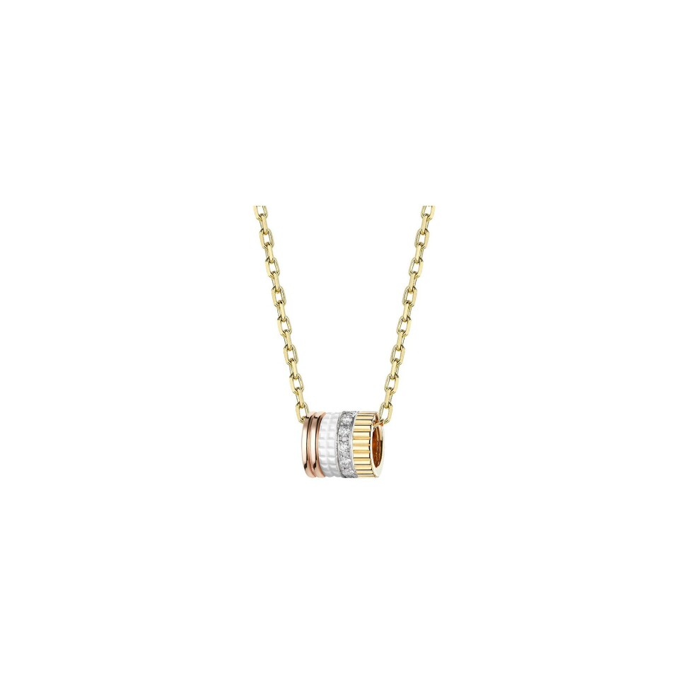 Pendentif Boucheron Quatre White Edition en or blanc, or jaune, or rose, céramique et diamants