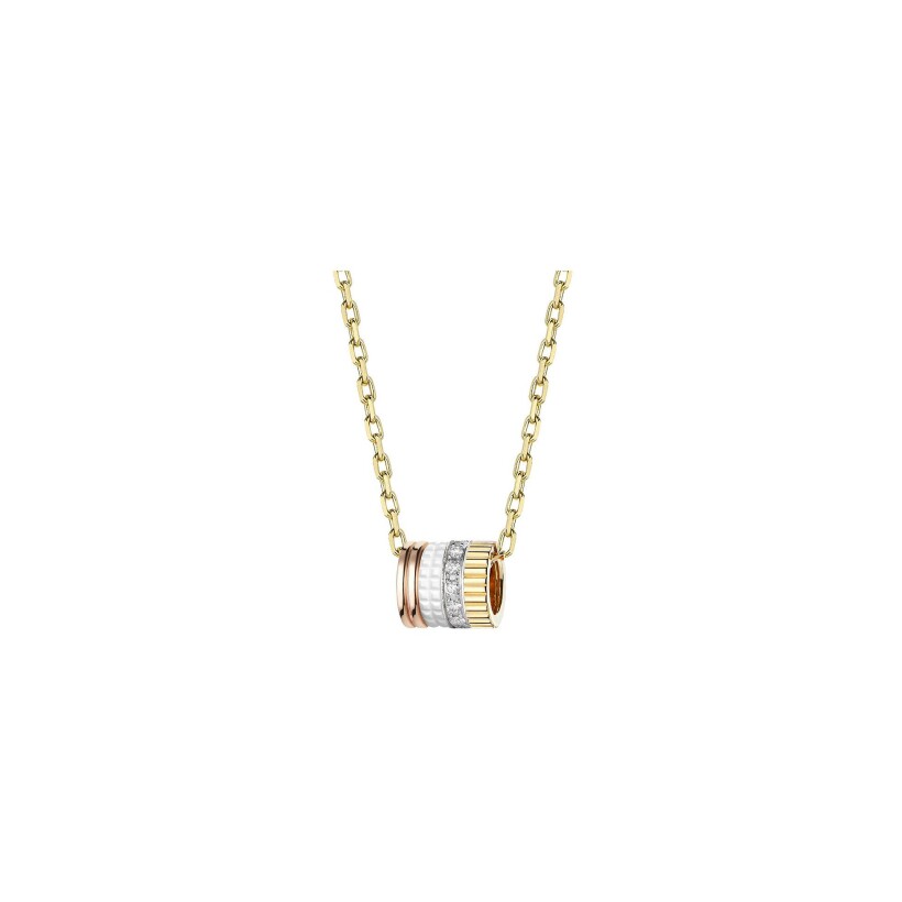Boucheron Quatre White Edition pendant, white gold, yellow gold, rose gold, ceramic and diamonds