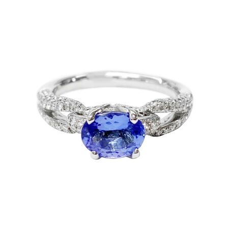 Bague Isabelle Barrier en or blanc, tanzanite et diamants, taille 54