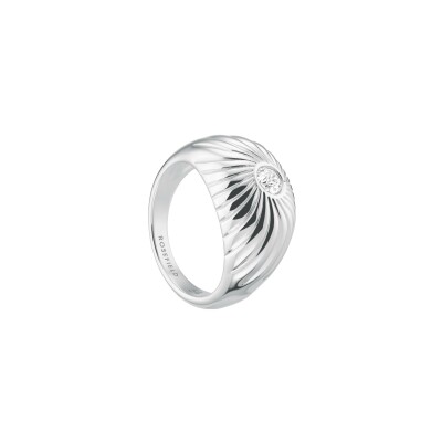 Bague Rosefield Bold Solitary en acier et zircon, taille 56