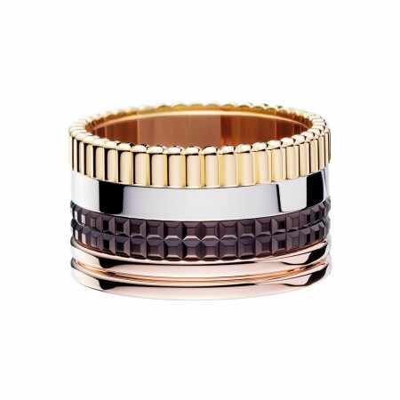 Bague Boucheron Quatre Large en or jaune, or blanc, or rose et PVD marron