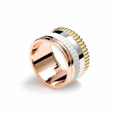 Boucheron Quatre White Edition Large ring, yellow, white, pink gold and ceramic