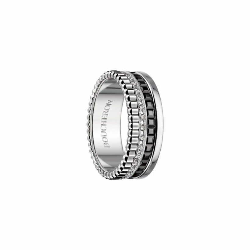 Boucheron Quatre Black Edition Small ring, white gold, black PVD and diamonds