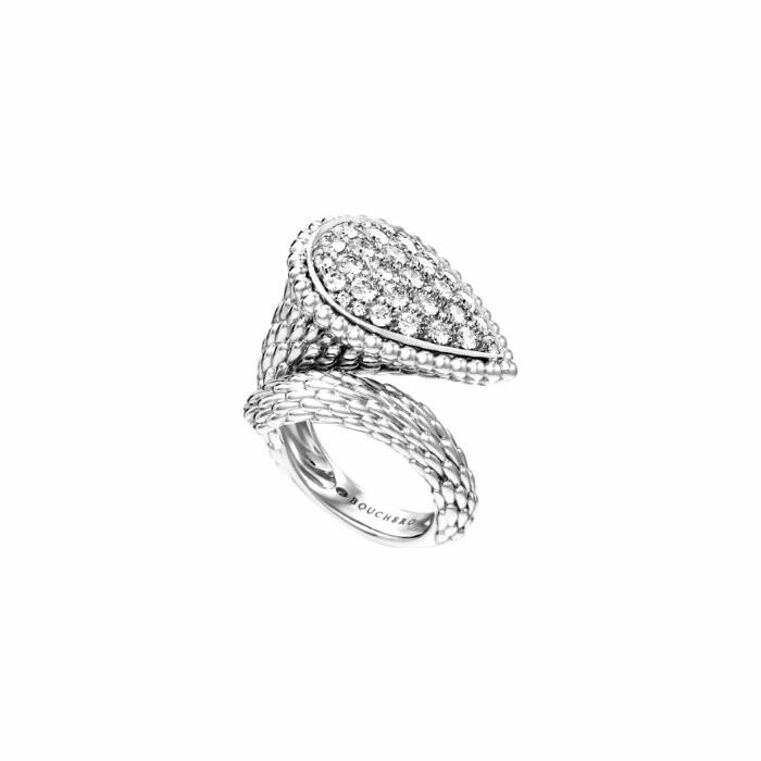 Boucheron Serpent Bohème ring, diamond paved on white gold
