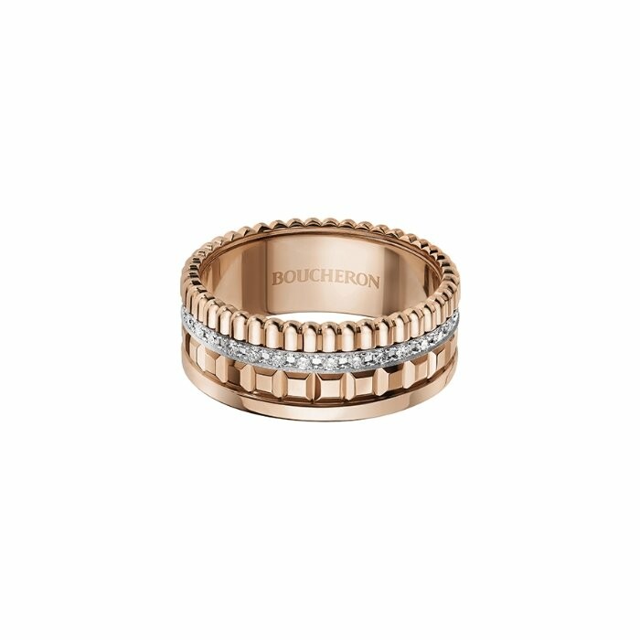 Boucheron Quatre Radiant Edition Small ring, pink gold and diamonds
