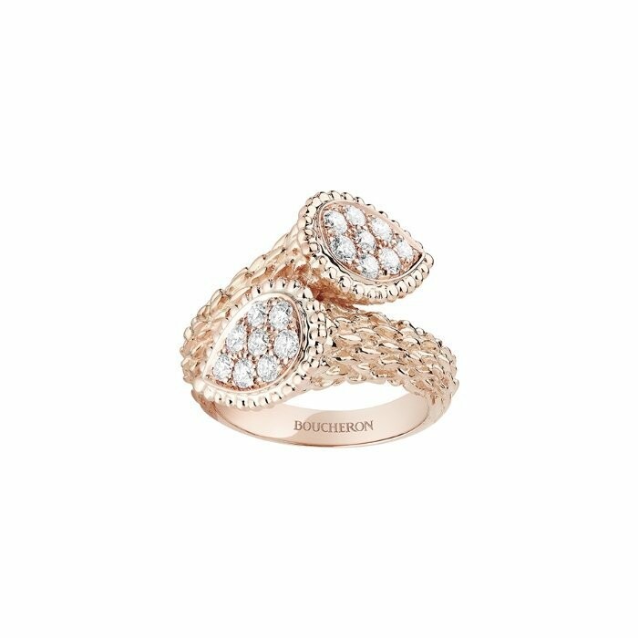 Boucheron Serpent Bohème ring, set with diamonds on pink gold