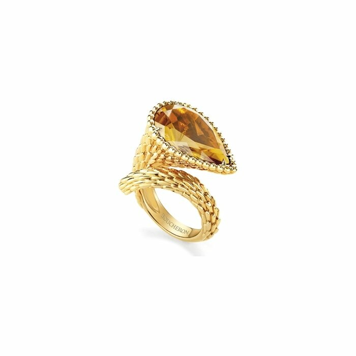 Bague Boucheron Serpent Bohème sertie de citrine, sur or jaune