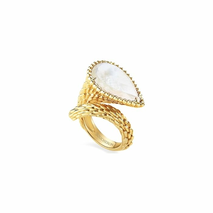 Boucheron Serpent Bohème ring, yellow gold and mother of pearl