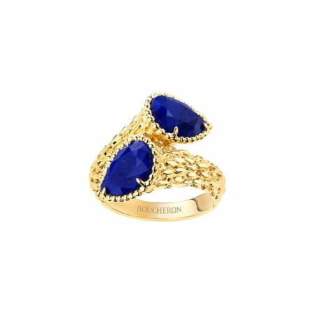 Boucheron Serpent Bohème Toi & Moi ring, S pattern in yellow gold and lapis lazulis