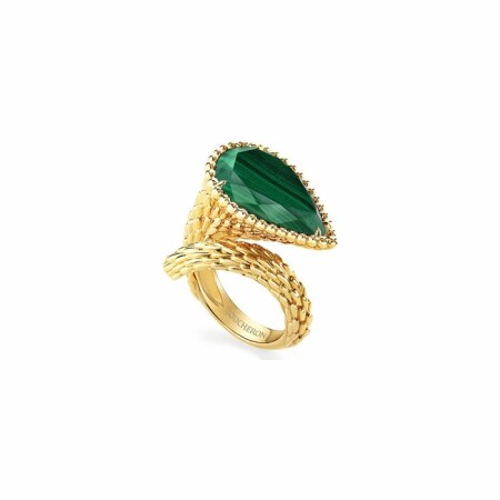 Bague Boucheron Serpent Bohème sertie de malachite, sur or jaune