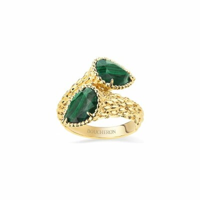 Bague Boucheron Serpent Bohème Toi & Moi Motif S en or jaune et malachite